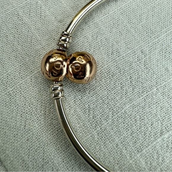 EUC Pandora Sterling Silver Bangle Bracelet w/ Pandora Rose Clasp - Picture 16 of 17